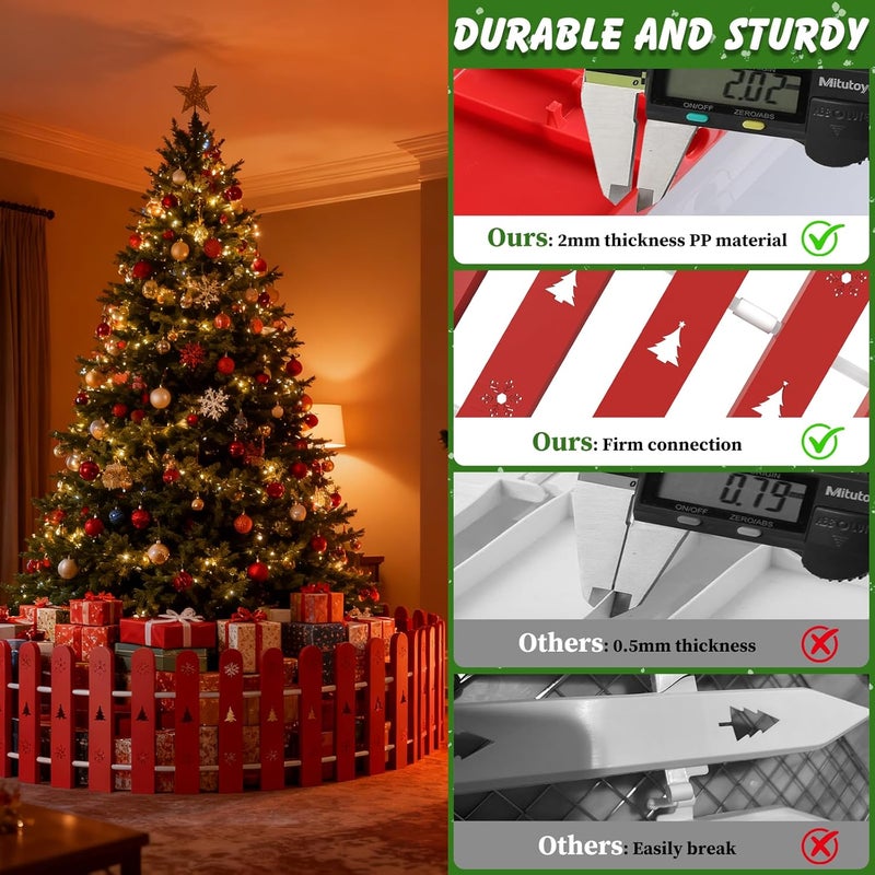 CALCHELE Christmas Tree Fences Party Decoration 28Pcs Red - Image 4